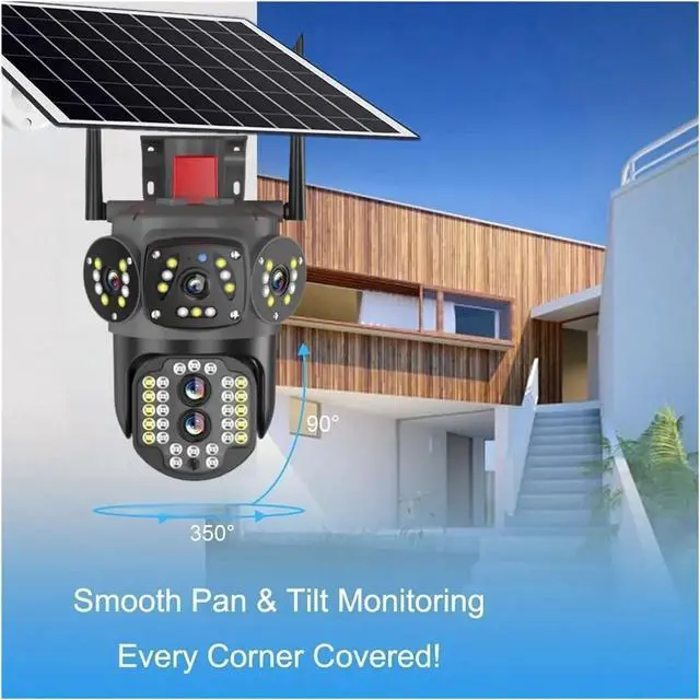 Alt view image 5 of 7 - 4K 8MP Solar Camera Outdoor Dual Lens WiFi IP Camera PIR Night Vision V380 Pro CCTV Security Protection Monitor(Solar WiFi Add 128G)
