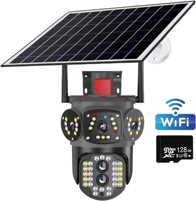 Alt view image 2 of 7 - 4K 8MP Solar Camera Outdoor Dual Lens WiFi IP Camera PIR Night Vision V380 Pro CCTV Security Protection Monitor(Solar WiFi Add 128G)