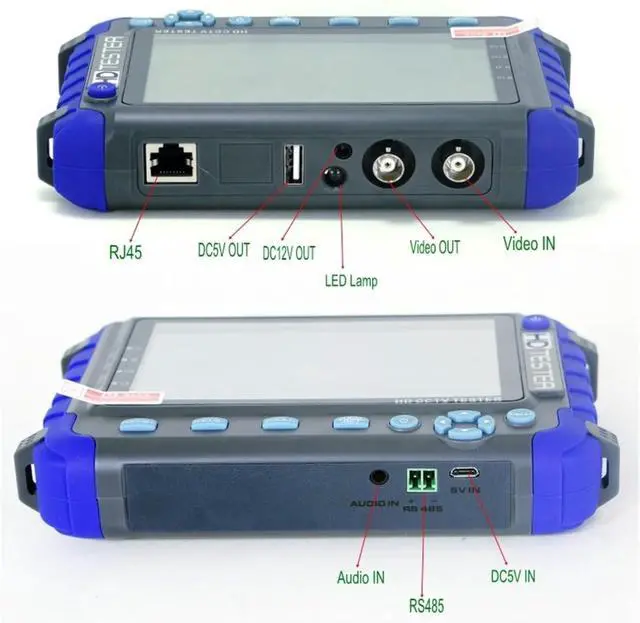Alt view image 5 of 6 - CCTV Tester, IV8C CCTV Camera Monitor Professional Testing Tool 5 Inch Display 8MP AHD TVI CVI CVBS Tester PTZ