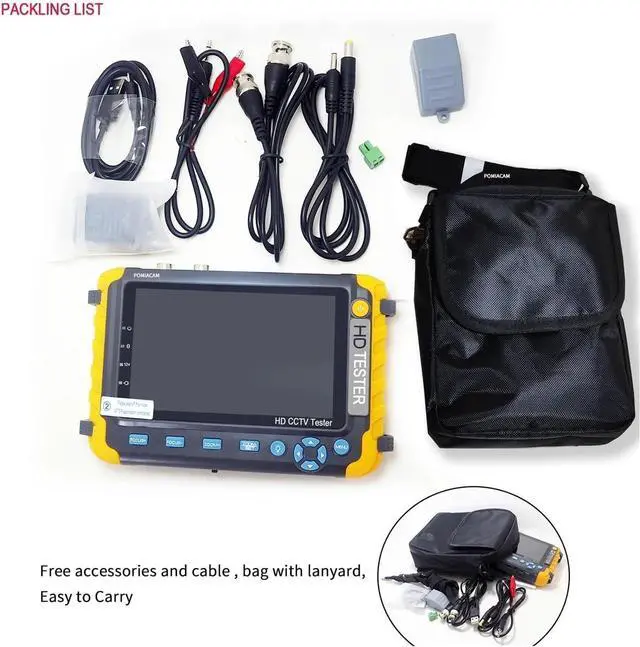 Alt view image 6 of 6 - CCTV Tester, IV8W CCTV Tester Monitor for 8MP AHD TVI CVI CVBS Camera Testing RS485 PTZ Control VGA Input UTP Cable(IV8W with VGA)
