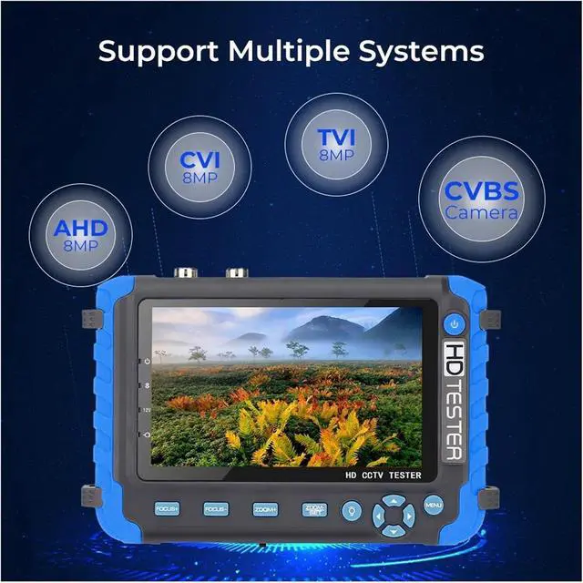 Alt view image 3 of 7 - CCTV Tester, IV8W 4K CCTV Tester 5 Inch Security Camera Monitor for AHD/CVI/TVI CVBS Analog Test with VGA Input UTP CFTV Testers(TI-IV5)