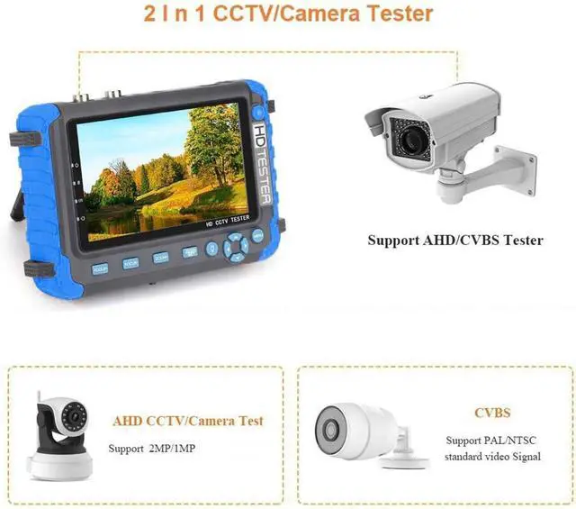Alt view image 5 of 7 - CCTV Tester, IV8W 4K CCTV Tester 5 Inch Security Camera Monitor for AHD/CVI/TVI CVBS Analog Test with VGA Input UTP CFTV Testers(TI-IV5)