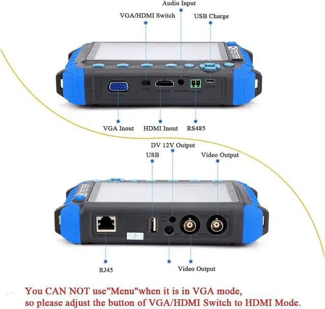 Alt view image 6 of 7 - CCTV Tester, IV8W 4K CCTV Tester 5 Inch Security Camera Monitor for AHD/CVI/TVI CVBS Analog Test with VGA Input UTP CFTV Testers(TI-IV5)