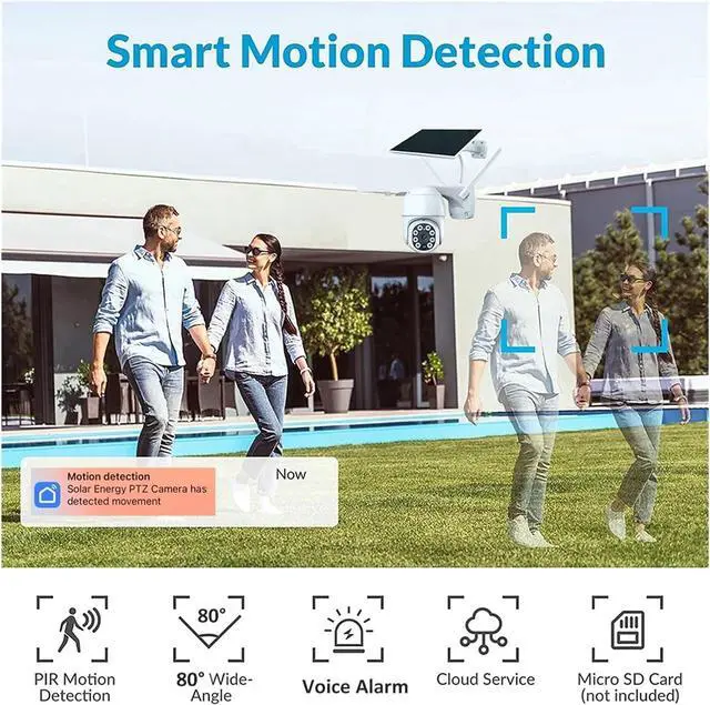 Alt view image 4 of 6 - Smart 3MP Patrol Human Body Filtering 5W Solar 10000mAh Battery Wireless PTZ Outdoor WiFi PIR CCTV Auto Tracking Camera