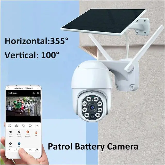 Alt view image 6 of 6 - Smart 3MP Patrol Human Body Filtering 5W Solar 10000mAh Battery Wireless PTZ Outdoor WiFi PIR CCTV Auto Tracking Camera