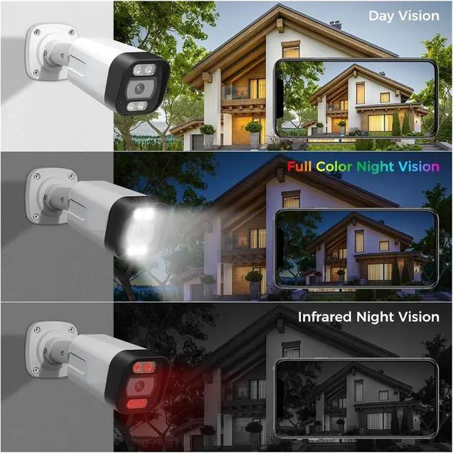 Alt view image 6 of 7 - Full Color Night Vision 5MP 8MP 4K POE IP Camera Waterproof Face Detect Home Security Video Surveillance Cam CCTV System