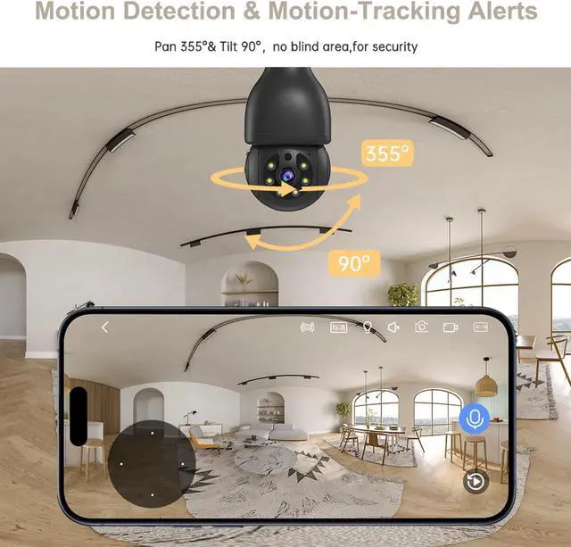 Alt view image 3 of 7 - Light Bulb Security Cameras Wireless Outdoor, 5G&2.4G WiFi Security Cameras for Home Security Outside, AI Human Detection, Two-Way Talk, Color Night Vision, Siren Alarm, Work with Alexa (2 Pack)