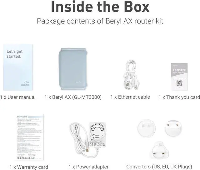 Alt view image 6 of 7 - GL.iNet GL-MT3000 (Beryl AX) Pocket-Sized Wi-Fi 6 Wireless Router WiFi, Travel WiFi Router, Portable Internet Router & Wireless Access Point, VPN router for Public WiFi/Business/Moblie/RV/Cruise/Plane