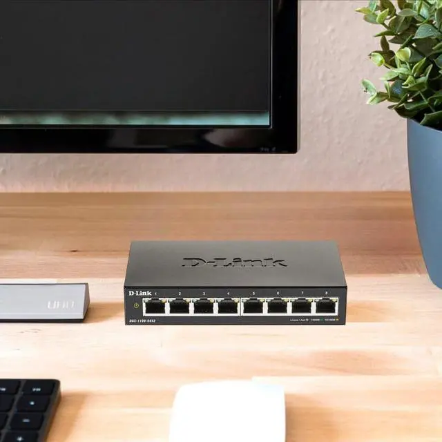 Alt view image 3 of 5 - D-Link 8-Port Gigabit Smart Managed Ethernet Switch, L2,VLANs, QoS, IGMP Snooping, LAG, Sturdy Metal with Shielded Ports, Desktop, Fanless, Follows NDAA/TAA, Lifetime Product Coverage (DGS-1100-08V2)