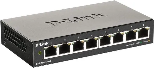 Alt view image 5 of 5 - D-Link 8-Port Gigabit Smart Managed Ethernet Switch, L2,VLANs, QoS, IGMP Snooping, LAG, Sturdy Metal with Shielded Ports, Desktop, Fanless, Follows NDAA/TAA, Lifetime Product Coverage (DGS-1100-08V2)