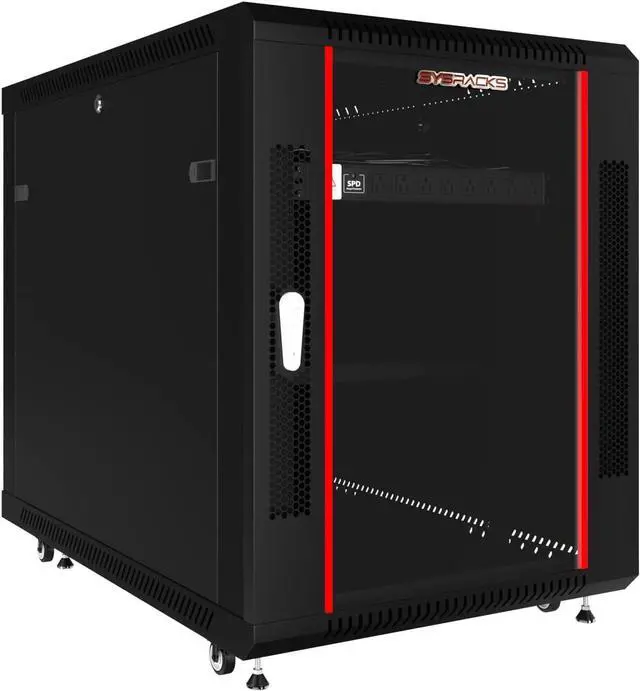 Main image of Sysracks 15U Server Rack Network 35 inch Deep Lockable Server Cabinet Rackmount on Casters with - POWERBAR - Shelf - Fan - Hardware - for Data - AV - Computer - Networking - PC Equipment