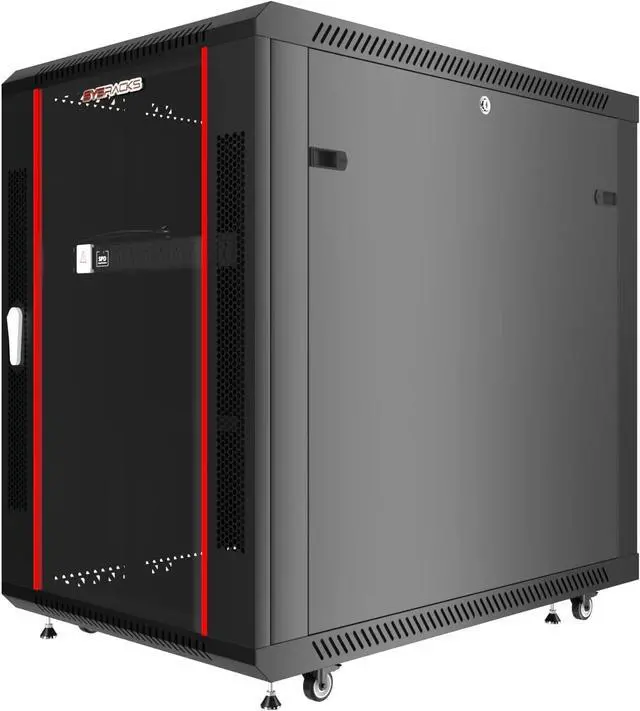 Alt view image 2 of 7 - Sysracks 15U Server Rack Network 35 inch Deep Lockable Server Cabinet Rackmount on Casters with - POWERBAR - Shelf - Fan - Hardware - for Data - AV - Computer - Networking - PC Equipment