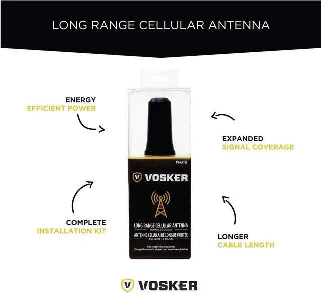 Alt view image 2 of 7 - Vosker Long Range Cellular Antenna for Outdoor Surveillance Cameras V100 and V200