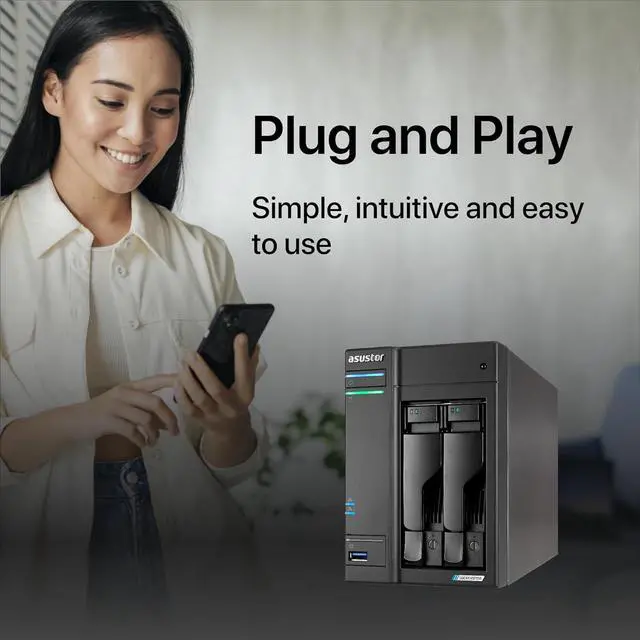 Alt view image 4 of 7 - Asustor Lockerstor 2 Gen2 AS6702T - 2 Bay NAS, Quad-Core 2.0 GHz CPU, 4x M.2 NVMe slots (PCIe 3.0), Dual 2.5GbE, 4GB DDR4 RAM, Network Attached Storage (Diskless)