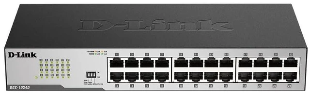 Alt view image 2 of 5 - D-Link DGS-1024D, Ethernet Switch, 24 Port Gigabit Unmanaged Fanless Network Hub Desktop or Rack Mountable, Black