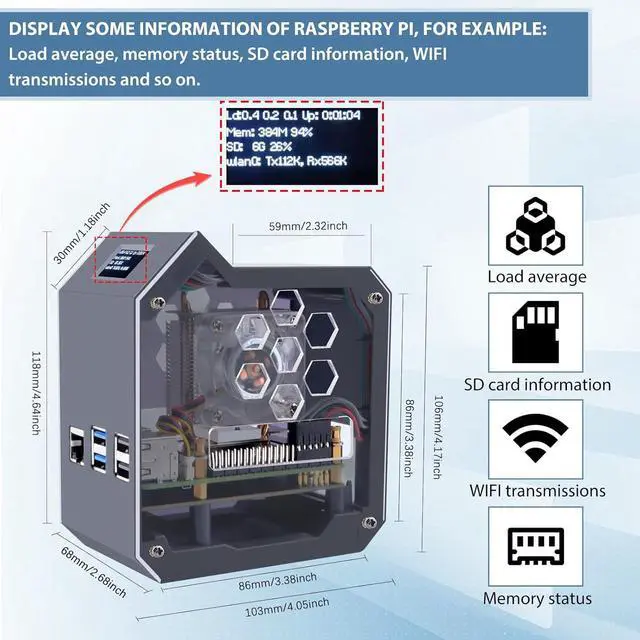 Alt view image 4 of 7 - N07 MiniTower NVMe NAS Kit for Raspberry Pi 5, Supports M.2 NVMe SSD 2230/2242/2260/2280