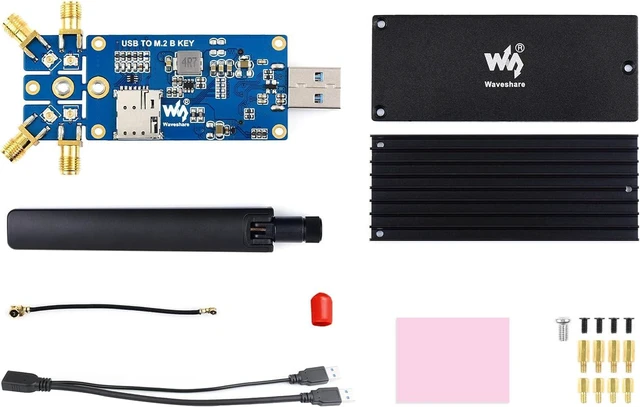 Alt view image 2 of 7 - Waveshare 5G DONGLE Module Quad Antennas USB3.1 Port Aluminum Alloy Heatsink M.2 Key B Interface, 5G Module Not Included.