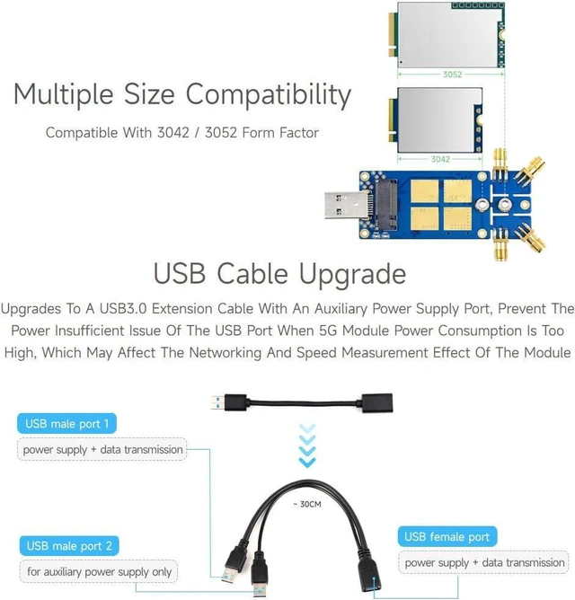 Alt view image 6 of 7 - Waveshare 5G DONGLE Module Quad Antennas USB3.1 Port Aluminum Alloy Heatsink M.2 Key B Interface, 5G Module Not Included.