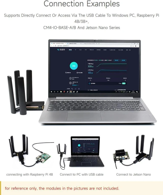 Alt view image 7 of 7 - Waveshare 5G DONGLE Module Quad Antennas USB3.1 Port Aluminum Alloy Heatsink M.2 Key B Interface, 5G Module Not Included.