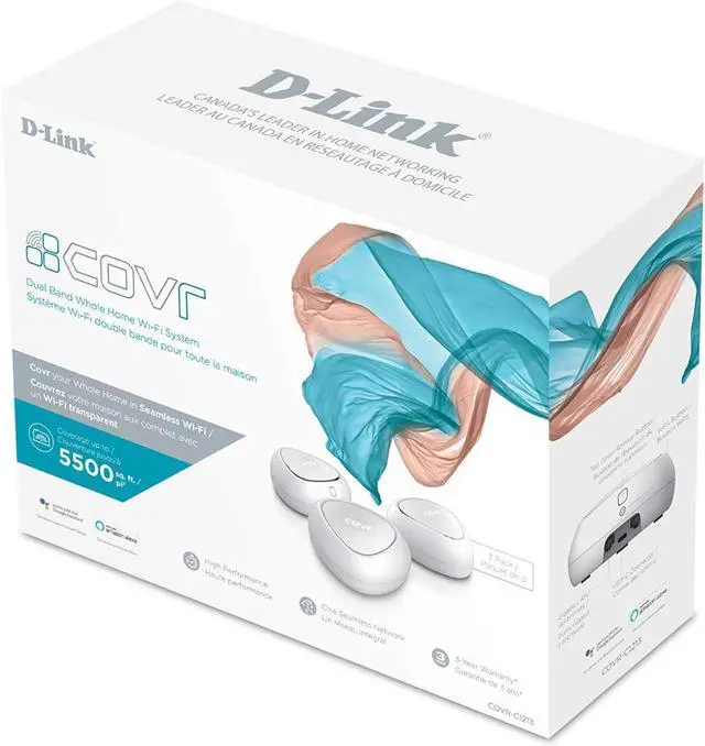 Alt view image 3 of 7 - D-Link Covr Ac1200 Whole Home Mesh Wi-Fi System with Voice Control W/Amazon Alexa Or Google Assistant, 5500 Sq.Ft. Coverage, 3-Pack (Covr-C1213)