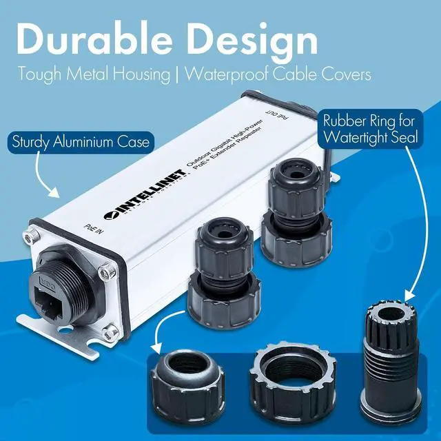 Alt view image 3 of 7 - Outdoor Gigabit PoE+ Extender Repeater  POE IP65 Rating  25W Power Budget via Cat5e Cat6 RJ45 Ethernet Network Cables, Daisy-Chain  3 Yr Mfg Warranty  561211