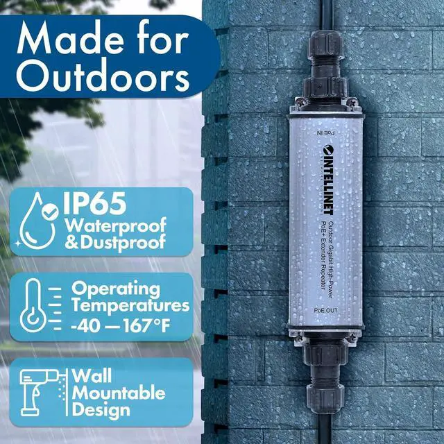 Alt view image 5 of 7 - Outdoor Gigabit PoE+ Extender Repeater  POE IP65 Rating  25W Power Budget via Cat5e Cat6 RJ45 Ethernet Network Cables, Daisy-Chain  3 Yr Mfg Warranty  561211