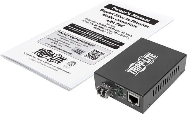 Alt view image 5 of 5 - Tripp Lite Network Copper RJ45 Ethernet to Fiber LC Duplex Multimode Extender Converter, 850nm Wavelength, Power Over Ethernet+, Gigabit, Extend 1800 Feet / 550M, 2-Year Warranty (N785-P01-LC-MM1)