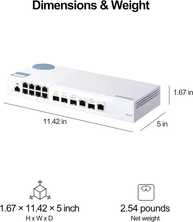 Alt view image 4 of 5 - QNAP QSW-M408-2C 10GbE Managed Switch, with 2-Port 10GbE SFP+/RJ45 Combo, 2-Port 10GbE SFP+, 2-Port 10GbE Base-T (RJ45) and 8-Port Gigabit