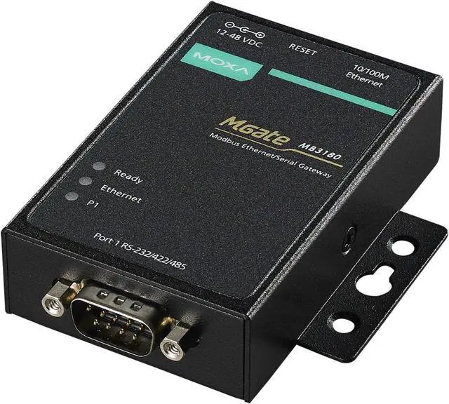 Main image of Moxa MGate MB3180: 1 Port RS-232/422/485 Modbus TCP to Serial Communication Gateway