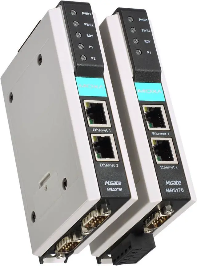 Alt view image 2 of 3 - MOXA MGate MB3270 2-Port Advanced Modbus Gateway, 0 to 60°C Operating Temperature