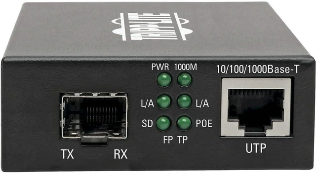 Alt view image 2 of 6 - TRIPP LITE Industrial Heavy-Duty Network Copper Ethernet to Fiber Optic SFP Transceiver Media Converter Extender, Gigabit, Power Over Ethernet+, DC Power, 2-Year Warranty (N785-P01-SFP)