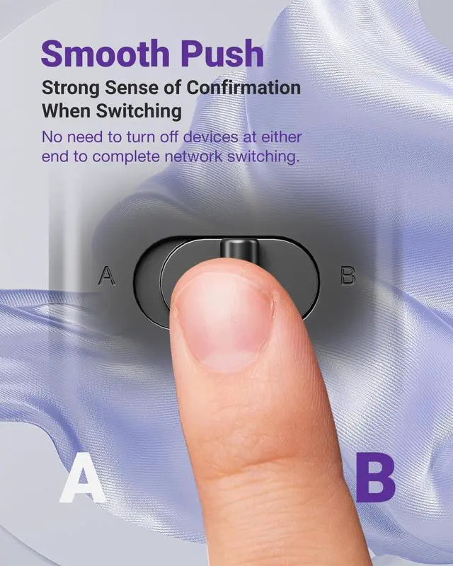 Alt view image 5 of 7 - VCELINK 2 Port RJ45 Network Switch, Ethernet Splitter 2-in 1-Out or 1-in 2-Out, Power-Free Passive Ethernet Selector 1000Mbps Cat6/ Cat5e/ Cat5, PoE, Slide Switch, RJ11, RJ12, 1 Pack