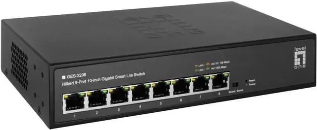 Main image of LevelOne GES-2208 Hilbert Switch 8 Port 10" Gigabit Smart Lite