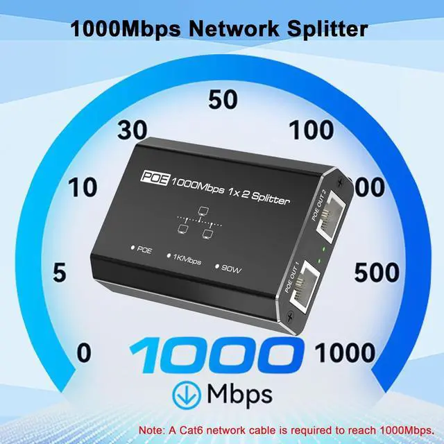 Alt view image 4 of 7 - Gigabit PoE Switch 2 Port Gigabit Ethernet Switch Ethernet Splitter Non-PoE to PoE Adapter Network Hub 1 in 2 Out Supplies POE (15.4W) or PoE+ (30W) Plug & Play Distance Up to 328 Ft.