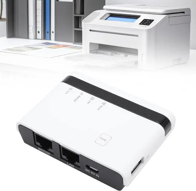 Alt view image 4 of 7 - Wireless Print Server with 4 USB Sharing, Multi Mode (Wired / 2.4G WiFi/Standalone), Easy Setup, 100Mbps LAN, Plug and Play for & (White)