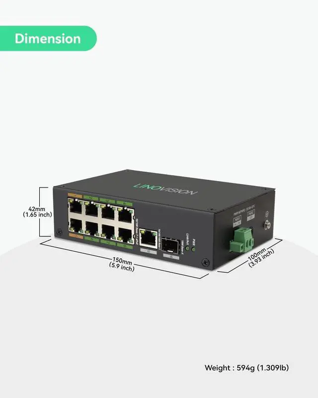 Alt view image 7 of 7 - LINOVISION Industrial 8-Port EOC & POE Switch with 2pcs EOC Transmitters, Long Reach PoE Over Coax or UTP Cable, Simplified Wiring, Upgrading Analog System to IP Surveillance System