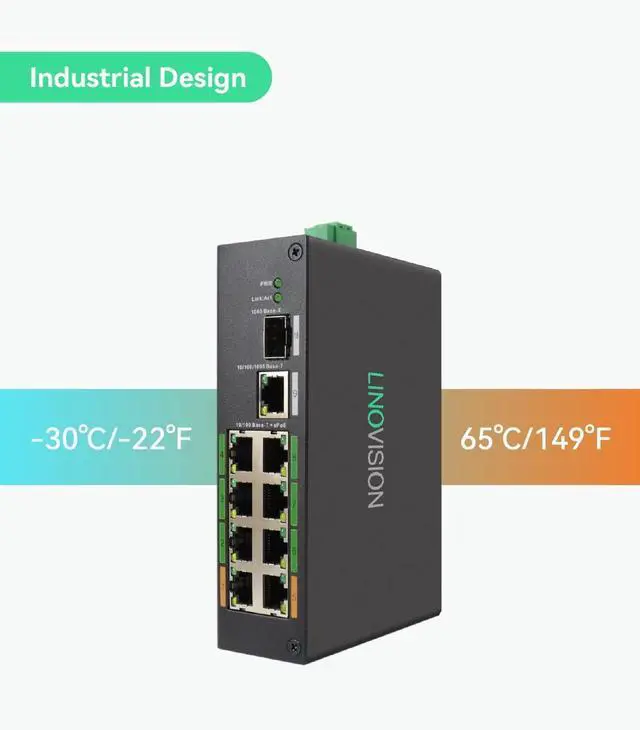 Alt view image 6 of 7 - LINOVISION Industrial 8-Port EOC & POE Switch with 2pcs EOC Transmitters, Long Reach PoE Over Coax or UTP Cable, Simplified Wiring, Upgrading Analog System to IP Surveillance System