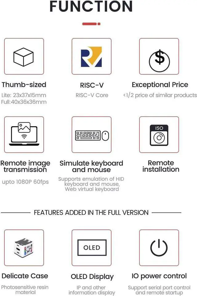 Alt view image 4 of 7 - Sipeed NanoKVM IP KVM Over IP with Case, 1080P 60fps HDMI to USB Remote Control, RISC-V Based Mini KVM for Remote Server Management, BIOS Access, Support PoE & OLED Display (Full Kit)
