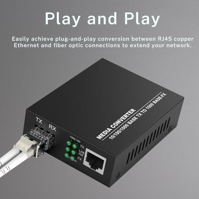 Alt view image 7 of 7 - 2Pack BiDi Gigabit Multi-Mode Fiber Ethernet Media Converters, with 2Pack Dual SFP LC Transceiver Module 850nm 1.25Gbps, 1000Base-SX to 10/100/1000Base-TX, LC Connector, RJ45 Interface MMF, Up to 550m