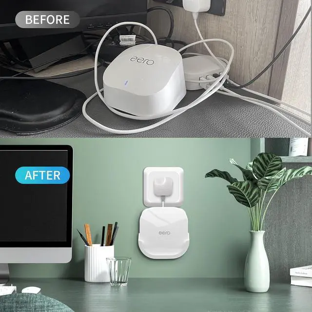 Alt view image 4 of 7 - 2Pack Wall Mount Holder for eero 6 Plus 6+ and eero 6 Router Mesh Wi-Fi System,Wall Mount Stand Bracket for eero 6 Plus and eero 6 tri-Band Mesh,Wall Bracket for eero 6+ Extender Router Wire Organizer