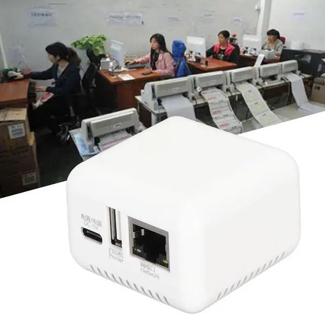 Alt view image 6 of 7 - ASHATA USB 2.0 Network Print Server, LAN Print Share Server for USB Printers, Print Server with Type C Power Supply, for Linux 3.4 for for Android (US Plug)