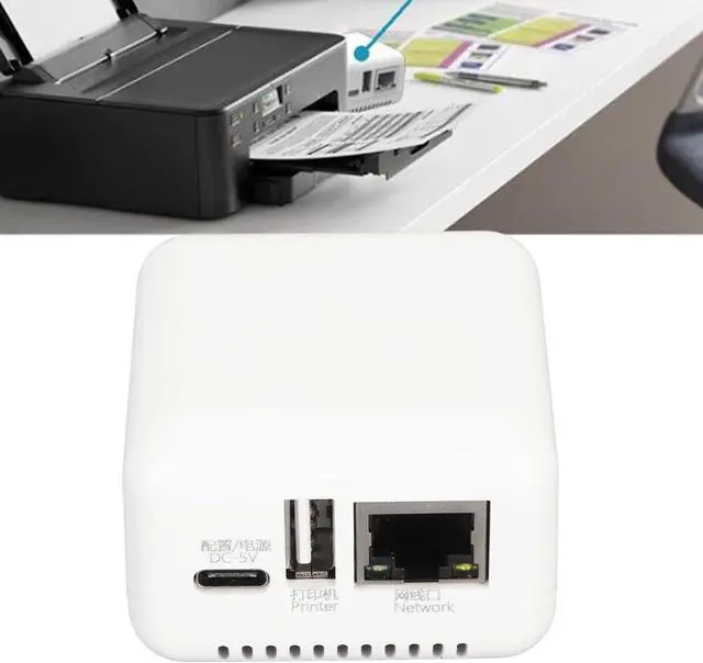 Alt view image 6 of 7 - USB 2.0 Network Print Server USB Print Server 5V LAN Compact Print Share Server Print Server for for Android for Linux3.4(White) (US Plug)