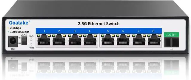 Main image of 8 Ports Ethernet Switch, 8X 2.5G RJ45 Ports and 1X 10G SFP Ports, 60Gbps Switching Capacity, Ideal for 2.5G NAS, 4K Video, Gaming PC, 2.5G Server, 2.5G WiFi AP,2.5G PCIe Adapter 2.5G Gigabit