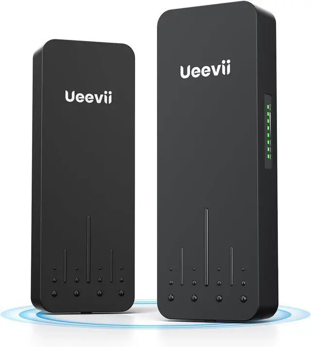 Main image of Wireless Bridge Point to Point Outdoor | 5.8GHz WiFi Brigdge | 5KM Long Range | Dual 1000Mbps Ports | IP66 Weatherproof | 24V PoE Black for Barn/Farm/Shop