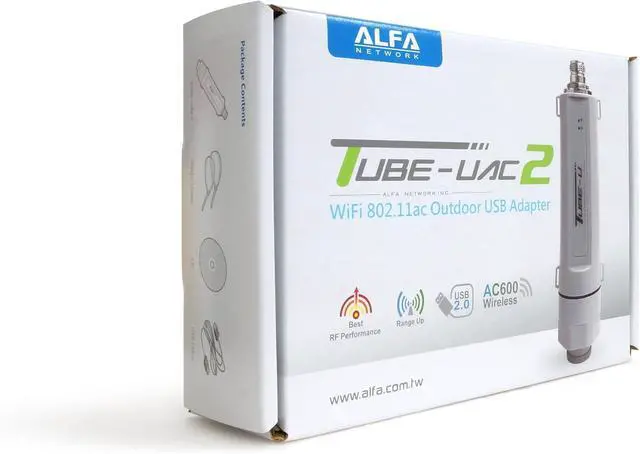 Alt view image 2 of 4 - ALFA Network Tube-UAC2 802.11ac Dual Band 2.4/5 GHz Outdoor Long Range Client USB Adapter