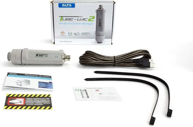 Alt view image 4 of 4 - ALFA Network Tube-UAC2 802.11ac Dual Band 2.4/5 GHz Outdoor Long Range Client USB Adapter