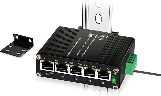 Main image of Industrial 5 Port Managed Network Gigabit PoE Switch,IEEE802.3af/at Total Output Max 120W Support Smart Web Management,QoS,Vlan