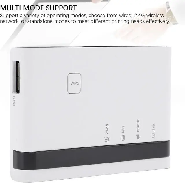 Alt view image 4 of 7 - GOWENIC USB Print Server, 10 100Mbps LAN Bridge Wireless Wired Standalone Print Server Support 4 Printers Plug and Play, with 480Mbps USB 2.0 Port, for 7 8 10 11 OS X (US Plug)