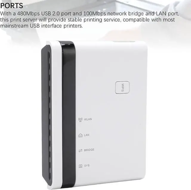 Alt view image 6 of 7 - GOWENIC USB Print Server, 10 100Mbps LAN Bridge Wireless Wired Standalone Print Server Support 4 Printers Plug and Play, with 480Mbps USB 2.0 Port, for 7 8 10 11 OS X (US Plug)