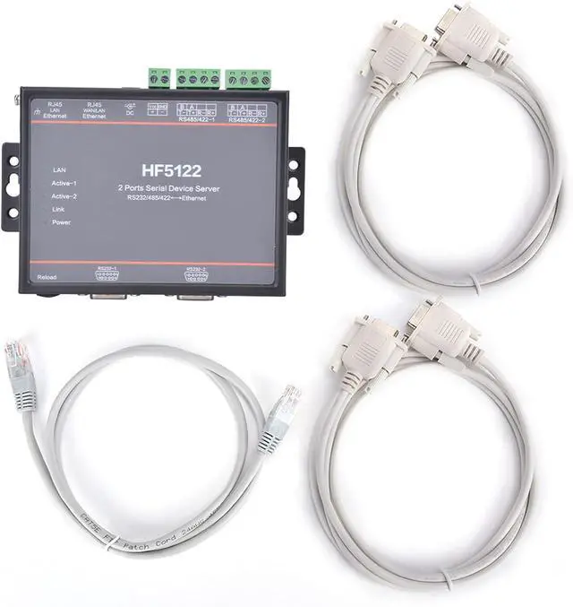 Main image of Dual Serial Port Serial Server RS232 RS485 RS422, 5-36VDC Power Input, 2 Ethernet Ports - High Speed 230400bps, Secure TLS AES Encryption, Industrial Network Communication